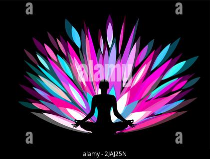 Logo yoga posa lotus. Illustrazione vettoriale Illustrazione Vettoriale