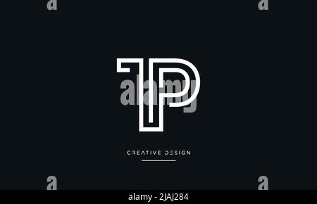 Alfabeto lettere PT, TP, P o T Logo astratto Monogramma Illustrazione Vettoriale