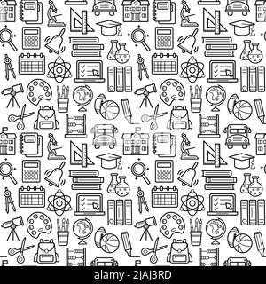 Modello senza giunture con le icone della scuola. Illustrazione vettoriale Illustrazione Vettoriale