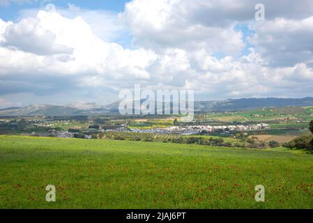 Vista sulla cittadina di Arriate, in Andalusia Spagna Foto Stock