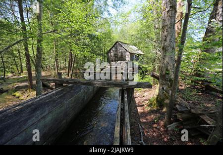 Canale di collegamento e il mulino - Great Smoky Mountains National Park, Tennessee Foto Stock