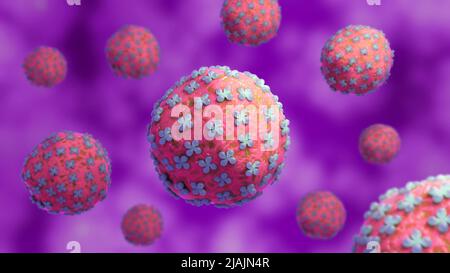 Illustrazione biomedica concettuale del virus Hantaan. Foto Stock