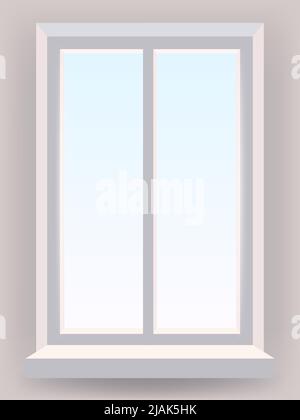 Finestra in plastica all'interno. Modello di illustrazione vettoriale realistico Illustrazione Vettoriale