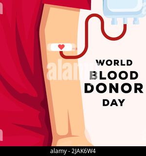 giornata mondiale dei donatori di sangue con la donazione in camicia rossa Illustrazione Vettoriale