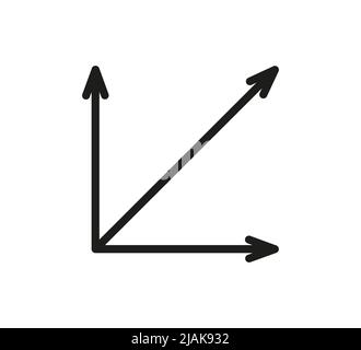 Icona di area quadrata. Segno degli assi delle coordinate. Sistema di coordinate icona del grafico matematico piatto. Misurazione dell'area del terreno. Posizionare il pittogramma della dimensione. Contorno vettoriale Illustrazione Vettoriale