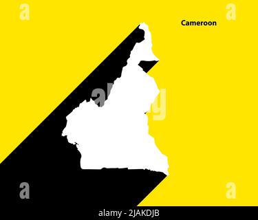 Mappa Camerun su poster retrò con lunga ombra. Segno vintage facile da modificare, manipolare, ridimensionare o colorare. Illustrazione Vettoriale