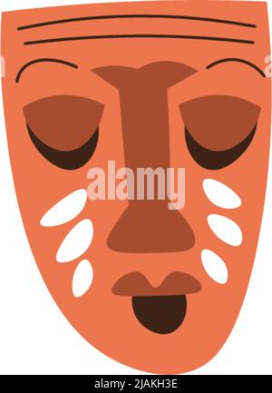 Maschera africana o totem, vettore oggetto religioso Illustrazione Vettoriale