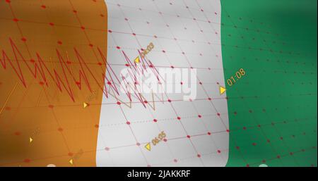 Immagine del trattamento dei dati sulla bandiera della Costa d'Avorio Foto Stock