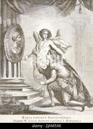 L'angelo che porta Stanisław ad agosto Poniatowski di fronte al ritratto del padre secondo il dipinto di Bacciarelli stava disegnando su Wojciech Gerson. Un taglio di orecchie 1866 (1) 409 sconosciuto, Bacciarelli, Marcello (1731 1818), Gerson, Wojciech (1831 1901) Foto Stock