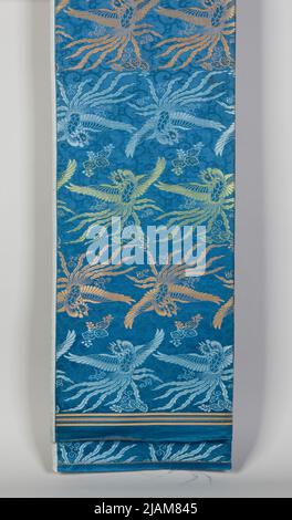 Cintura OBI Kimono con motivi di uccello HOO e fiori Paulownia ignoti Foto Stock