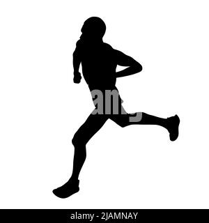 maratona da running maschile con silhouette nera Foto Stock