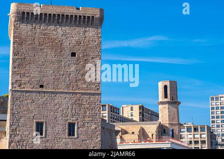 Le Vieux Port et le Fort Saint Jean, Marsiglia Francia Paca 13 Foto Stock