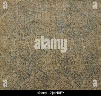 Frammento di tessuto semi-seta stilizzato vaso fiore motivo sconosciuto Foto Stock