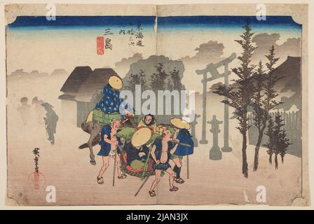 Mishima, scheda 12 della serie: Cinquanta tre tappe della Tokaido Road/Tokaido gojusan zugi no uchi Foto Stock