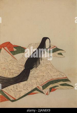 Lady in Waiting in a pink kimono with a pattern of cherry blossoms on Waves, board from the album: Thirty Six poets /Nishiki zuri onna sanju e zukushi EISHI, CHOBUNSAI (1756 1829) Foto Stock
