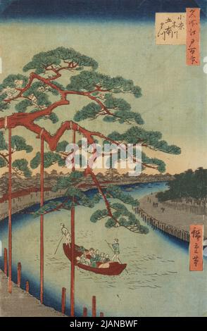 Cinque pini lungo il fiume Onagigawa /Onagigawa gohon matsu, bordo 97 dalla serie: Cento viste famose di Edo /Meisho Edo hyakkei HIROSHIGE, Ichiryusai (1797 1858) Foto Stock