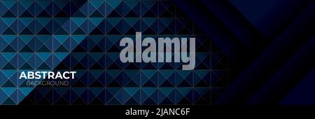 Sfondo vettoriale astratto in toni blu scuro con forme geometriche e triangoli. Banner o carta da parati moderni per siti web, poster o pubblicità Illustrazione Vettoriale