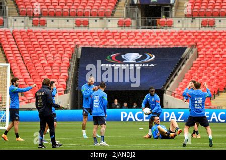 Londra, Francia. 31st maggio 2022. Italia giocatori durante un allenamento la giornata che precede la partita di calcio del Trofeo Finalissima 2022 tra Italia e Argentina al Wembley Stadium di Londra, Inghilterra, 31th maggio 2022. Foto Andrea Staccioli/Insidefoto Credit: Ininsidefoto srl/Alamy Live News Foto Stock