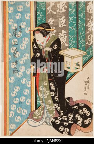 L'attore Onoe Kikugoro nel ruolo di Oishi in possesso di un tavolo bianco Kunisada, UTAGAWA (1786 1864) Foto Stock