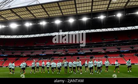 Londra, Francia. 31st maggio 2022. I giocatori argentini durante un allenamento il giorno prima della partita di calcio del Trofeo Finalissima 2022 tra Italia e Argentina allo stadio Wembley di Londra, Inghilterra, 31th maggio 2022. Foto Andrea Staccioli/Insidefoto Credit: Ininsidefoto srl/Alamy Live News Foto Stock