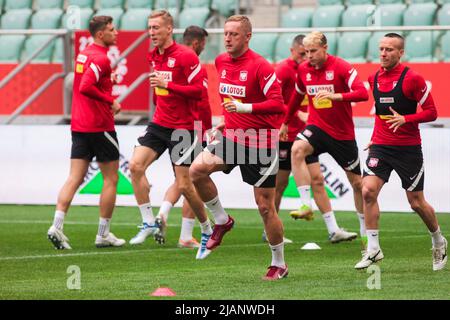 Wroclaw, Wroclaw, Polonia. 31st maggio 2022. Il 31 maggio, allo stadio di Wroclaw, si è svolta la formazione della nazionale polacca prima della partita con il Galles. Pali faccia Galles il 1 giugno 2022. (Credit Image: © Krzysztof Zatycki/ZUMA Press Wire) Foto Stock