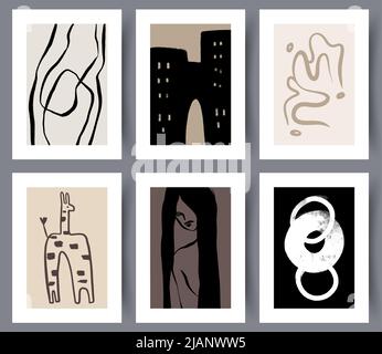 Pacchetto di poster astratti moderni per la stampa Illustrazione Vettoriale