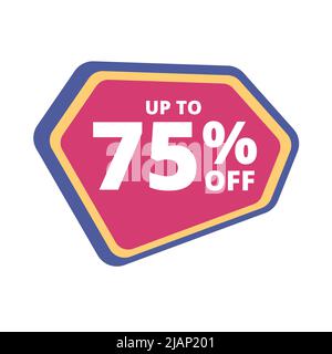 Fino al 75% di sconto sull'offerta speciale. Vector colorato vendita banner, sconto, adesivo, segno, icona, etichetta. Buono sconto fino al 75% Illustrazione Vettoriale