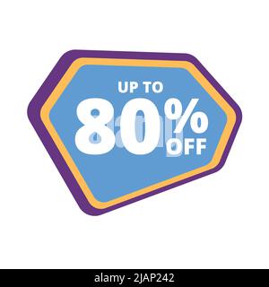 Fino al 80% di sconto sull'offerta speciale. Vector colorato vendita banner, sconto, adesivo, segno, icona, etichetta. Buono sconto fino al 80% Illustrazione Vettoriale