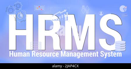 HRMS Human Resource Management System Acronym Business Concept background Vector Illustration Suite di applicazioni software utilizzate per la gestione del reso umano Illustrazione Vettoriale