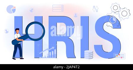 HRIS Human Resources Information System Acronym HR web business Office interfaccia innovativa concetto Vector Illustration Employee data Recruitment Trai Illustrazione Vettoriale