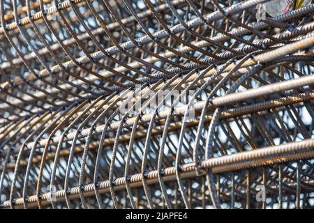 Barra di sicurezza. Barre di ferro usate per rinforzare calcestruzzo Foto Stock