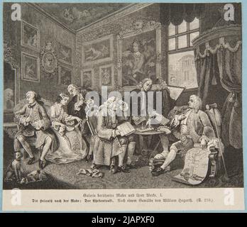 Un contratto di matrimonio dalla serie di matrimonio alla moda secondo William Hogarth. Una clip di una rivista tedesca Unknown, Hogarth, William (1697 1764) Foto Stock