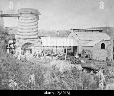 Fitzroy Iron Works, Mittagong, nuovo Galles del Sud, ca .1873 Foto Stock