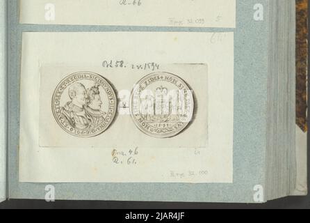 L'immagine della medaglia di Zygmunt III Vasa e Anna Habsburg del 1594, in: Album del collezionista: Figure di medaglie polacche al lavoro di X.B. Albertrande: Storia polacca con medaglie certificate. Preparato dal principe Henryk Lubomirski 1822 1830 arrangiato in ordine secondo la lista delle medaglie polacche di Feliks Bentkowski 1832 (item 64) Unknown, Geiger, Andreas (1765 1856), Lehman, Rudolf Foto Stock
