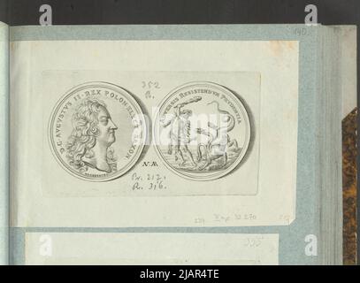 L'immagine della medaglia con agosto II Wettyn come Ercole, per recuperare il trono polacco, n.a. [1714], in: Album da collezione: Figure di medaglie polacche al lavoro di X.B. Albertrande: Storia polacca con medaglie certificate. Preparato dal principe Henryk Lubomirski 1822 1830 arrangiato in ordine secondo la lista delle medaglie polacche di Feliks Bentkowski 1832 (item 234) Groskurt, Heinrich Paul (1675 1751), Unknown, Geiger, Andreas (1765 1856) Foto Stock