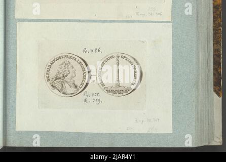 L'immagine della medaglia postuma August II Wettyn del 1733, in: Album da collezione: Figure di medaglie polacche al lavoro di X.B. Albertrande: Storia polacca con medaglie certificate. Preparato dal principe Henryk Lubomirski 1822 1830 arrangiato secondo la lista delle medaglie polacche di Feliks Bentkowski 1832 (item 271) Unknown, Geiger, Andreas (1765 1856), Groskurt, Heinrich Paul (1675 1751) Foto Stock
