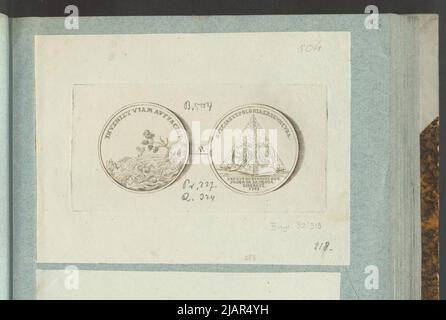 L'immagine della medaglia del 1707, in memoria della liberazione dei principi di Jakub e Costanty Sobieski, imprigionati da II agosto Wettyn negli anni 1704 1706, in: Album del collezionista: Incisioni di medaglie polacche a opera di X.B. Albertrande: Storia polacca con medaglie certificate. Preparato dal principe Henryk Lubomirski 1822 1830 arrangiato secondo la lista delle medaglie polacche di Feliks Bentkowski 1832 (item 283) Unknown, Geiger, Andreas (1765 1856) Foto Stock