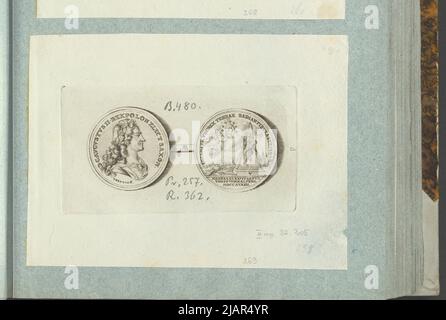 L'immagine della medaglia postuma August II Wettyn del 1733, in: Album da collezione: Figure di medaglie polacche al lavoro di X.B. Albertrande: Storia polacca con medaglie certificate. Preparato dal principe Henryk Lubomirski 1822 1830 arrangiato secondo la lista delle medaglie polacche di Feliks Bentkowski 1832 (item 269) Unknown, Geiger, Andreas (1765 1856), Vestner, Georg Wilhelm (1677 1740) Foto Stock