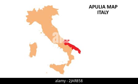 Mappa delle regioni Puglia evidenziata sulla mappa Italia. Illustrazione Vettoriale