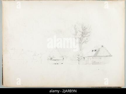 Schizzbook dagli anni intorno a 1866 OK.1873 scheda No. 39 (senza numerazione dell'autore) due disegni obverse: 1. Paesaggio rurale; inverso: 3. Końsk testa Łosik, Tomasz (1848 1896) Foto Stock