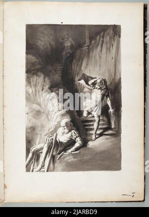 Libro di schizzo degli anni intorno al 1866 OK.1873 scheda No. 73 (senza numerazione dell'autore) due disegni/dipinti obverse: 1. Scena non identificata; inverso: 2. Schizzo di una scultura in più persone Łosik, Tomasz (1848 1896) Foto Stock