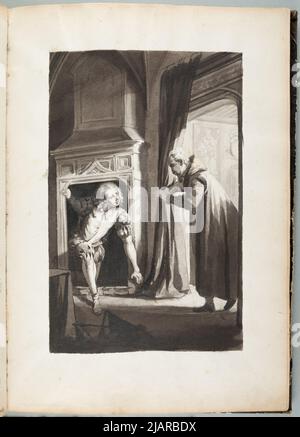 Schedario degli anni intorno al 1866 OK.1873 scheda No. 71 (senza numerazione proprietaria) tre disegni/dipinti obverse: 1. Scena dalla leggenda di Jadwiga Andegaweńska e Wilhelm Habsburg: Gli archivi stanno uscendo dal camino in cui si nascondeva dall'esercito Władysław Jagiełło; Reverse: 2., 3. Studi a due mani Łosik, Tomasz (1848 1896) Foto Stock