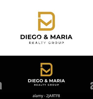 D M DM MD Letter Monogram modello di progettazione iniziale del logo. Adatto per General Fashion Jewelry Realtor Construction Finance Company Business Corporate Illustrazione Vettoriale