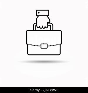 Valigetta di tenuta manuale. Icona della linea della valigetta. Simbolo della valigia. Illustrazione vettoriale isolata. Illustrazione Vettoriale