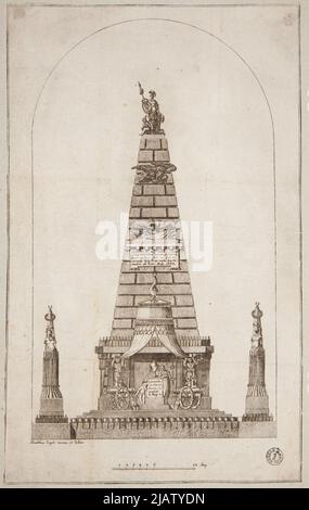Piramide funeraria un disegno della decorazione occasionale della chiesa accademica a Vilnius nel 1783; figura dalla stampa: Souvenir della vittoria di guerra vicino a Vienna di Jan III Re Polski sui Turchi ricevuto (secondo Giovanni Battista Knakfus). Knackfuss, Johann Baptist (17.. 1794), sconosciuto Foto Stock