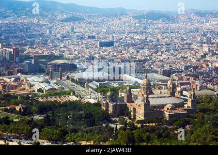 Quartieri storici di Barcellona, vista sopra Foto Stock