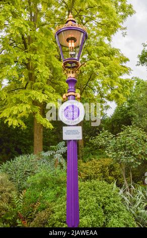 Londra, Regno Unito. 1st giugno 2022. Una lampada Platinum Jubilee nel St James's Park. Credit: Vuk Valcic/Alamy Live News Foto Stock