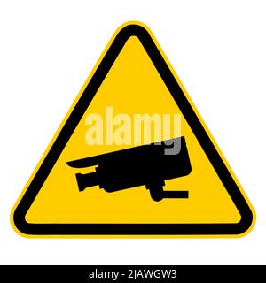 Segnale di avvertenza telecamera di sicurezza. Adesivo vettoriale per avvertenza telecamera di sicurezza TVCC. Illustrazione Vettoriale