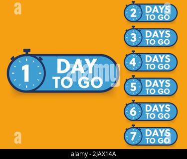 Conto alla rovescia con il numero di giorni di disegno banner sinistro. Illustrazione vettoriale Foto Stock