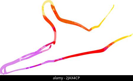 Apri il cartello a mano. Coloratissimo contorno della mano umana. Disegno vettoriale. Illustrazione Vettoriale